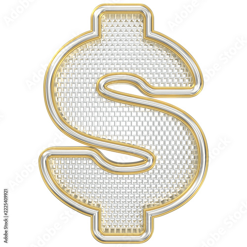 3D gold and silver dollar sign