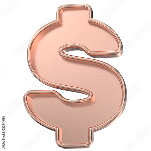 3D rose gold dollar sign symbol