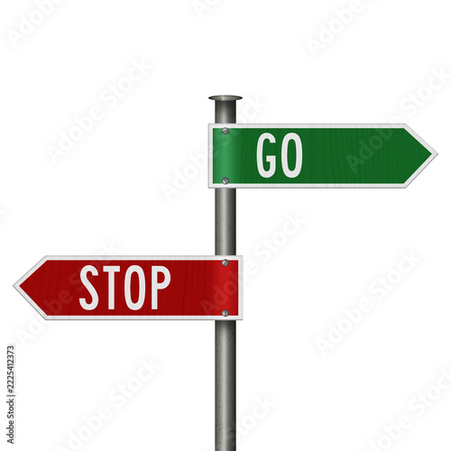 Green Go and red Stop sign isolated on white
