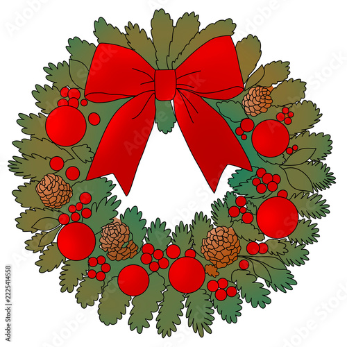 christmas wreath vector illustration