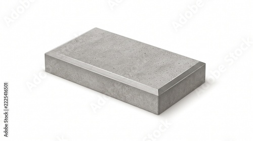 Gray rectangular concrete paving slab for modern garden landscaping and construction projects isolated on white