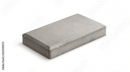 Single grey concrete paving block isolated on a white background for construction and landscaping design