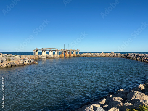 Leucate Lagoon and Oyster Farms with Metal Structure, Southern France