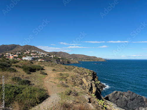 Cerbère Village and Mediterranean Sea View from Cap Cerbère, France