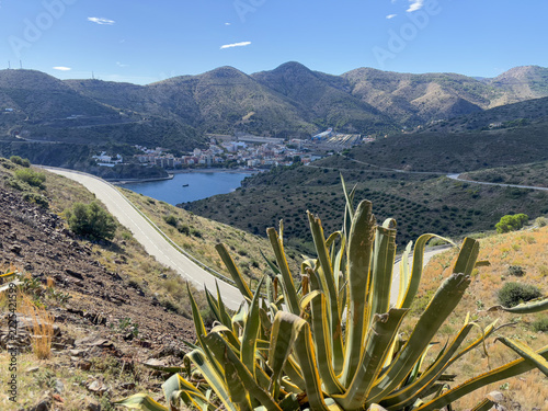 Panoramic View of Portbou, Coastal Town in Catalonia, Spain