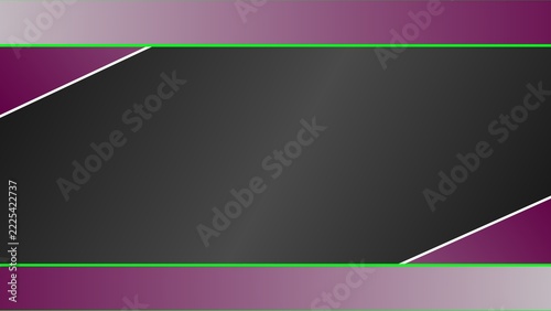 Black Abstract Banner with Magenta Gradient Borders and Green Accent Lines