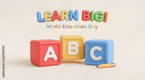 World Education Day ABC Blocks Colorful School Poster