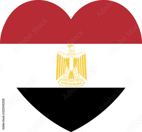 Egypt flag heart sticker, icon, background. National flag of Egypt heart shaped badge, button. Egyptian flag in heart shape.