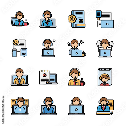 Customer Service and Remote Support Icons Set