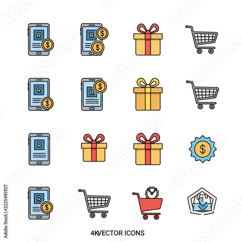 E-Commerce Shopping Icons Set Vector