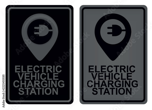 Electric vehicle charging station sign. vector