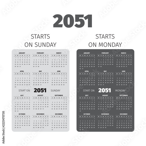 2051 Pocket Calendar Set with Two Week Starts