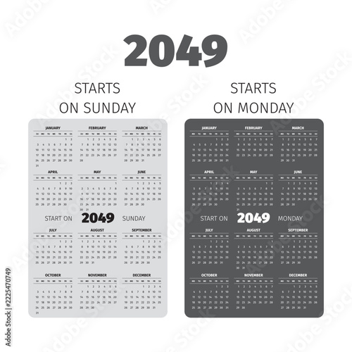 2049 Pocket Calendar Set With Two Week Starts