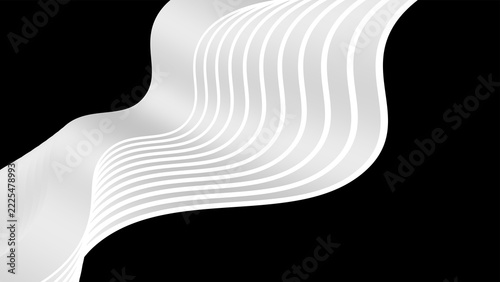 Abstract white flowing lines on black background