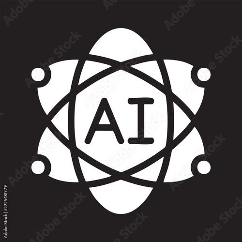 Artificial Intelligence AI Atom Orbit Concept Icon Vector Illustration on a transparent background 