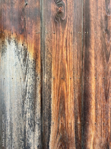 Weathered Brown Wooden Boards with Peeling Finish and Natural Grain