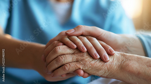 Nurse Holding the Hands of an Elderly Patient - Comforting Hands