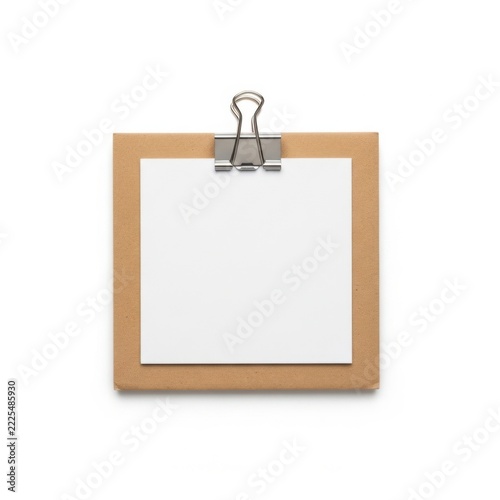 Empty wooden picture frame with metal clip on top