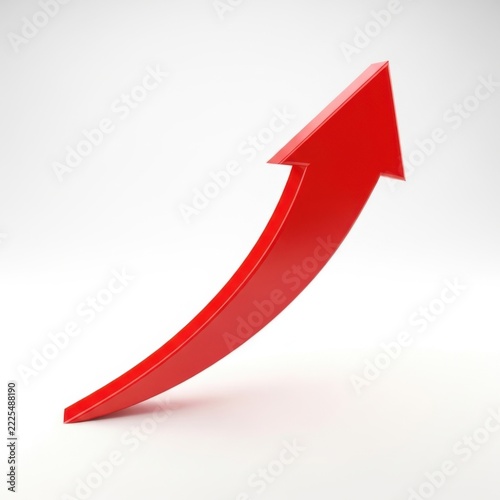 Red upward trending arrow symbol for growth and success