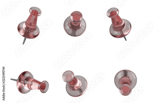 Set of 3D Clear Acrylic Transparent Push Pins in Different Angles