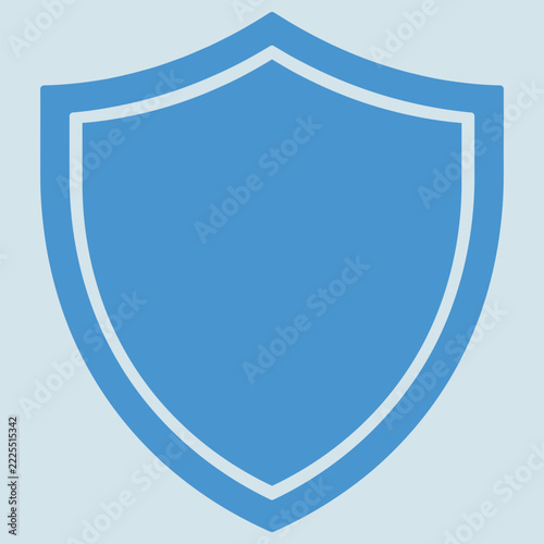 Shield icon featuring blue outline shape for security and protection UI UX design
