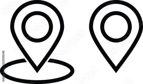 Location pin line icon set featuring map markers for navigation and UI UX design