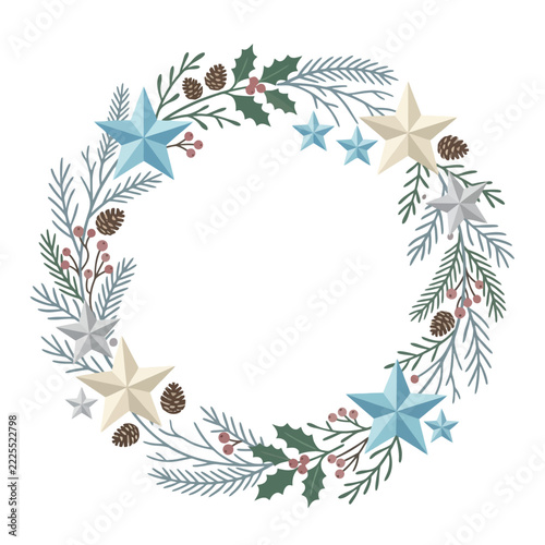 Festive Holiday Wreath with Stars and Berries - A Beautiful Christmas Decoration