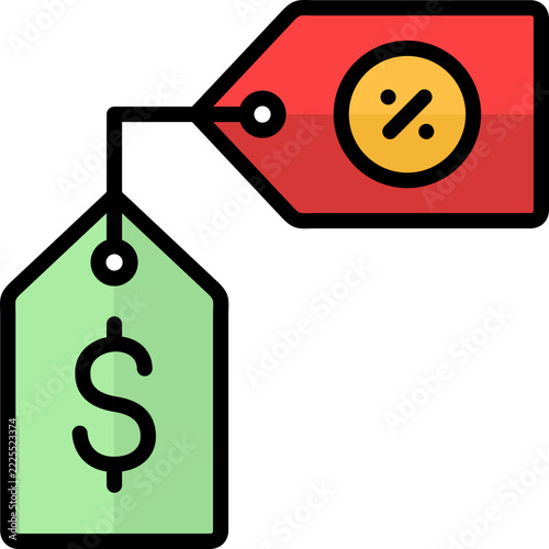 bargain icon illustration design with filled outline