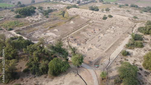 Harappa granary ruins seen from above where grain was traded by barter long ago