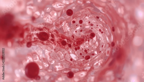 A close-up shot of a red substance in a glass, great for use in medical or laboratory settings