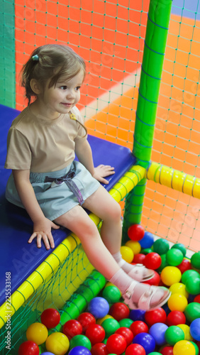 Children's playroom. Ball pit. Plastic balls. Kids' pool. . High quality photo