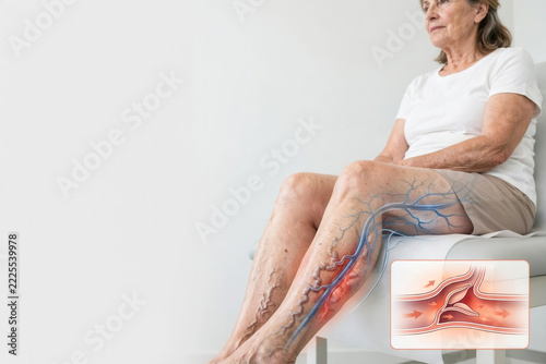 Varicose Veins with Highlighted Superficial Venous Network in the Leg