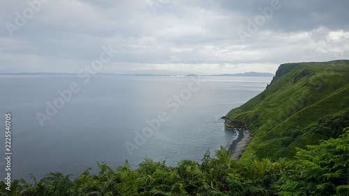 Scottish sea cliffs above a quiet coastal bay