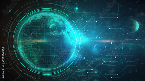 Digital Cryptocurrency and Blockchain Mining Illustration
