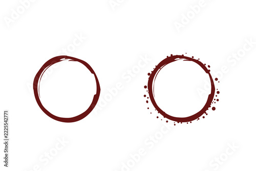 Red Wine Ring Stain Set with Coffee Cup Marks Vector Illustration