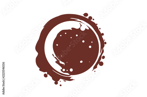 Brown coffee stain circle isolated on white background
