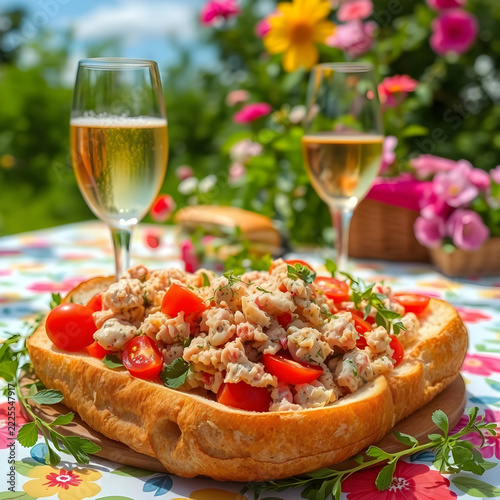 Fresh Tuna Baguette with Cherry Tomatoes and Herbs