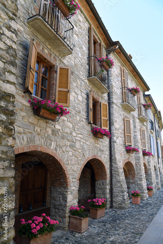 Ancient arcades of Contrada del Castellaro in Bobbio, in the province of Piacenza.
