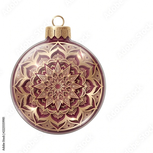 Luxurious Ornate Christmas Glass Bauble Vector with Mandala Layered Pattern