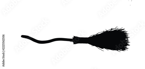 Witch Broom Traditional Rustic Twig Broomstick Isolated Transparent Background for Halloween Decorations and Fantasy Themes