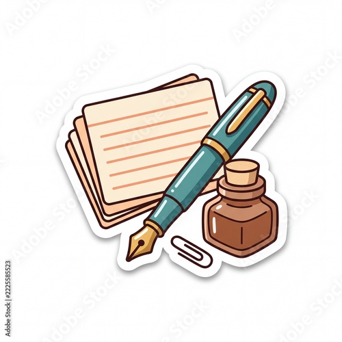 Premium Fine-Line Stationery Icons for Business Branding in Cartoon Style