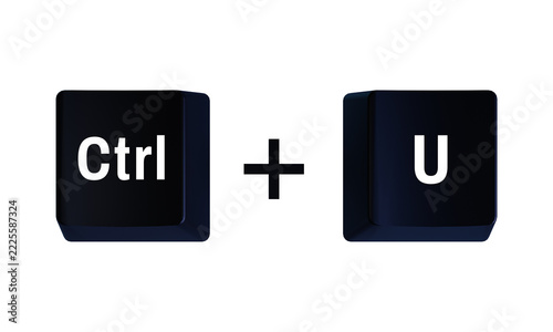 Obraz na plátně 3D Ctrl U keyboard shortcut keys representing text underline command, computer e