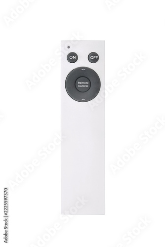 White remote control with on and off buttons and circular navigation pad isolated on a transparent background