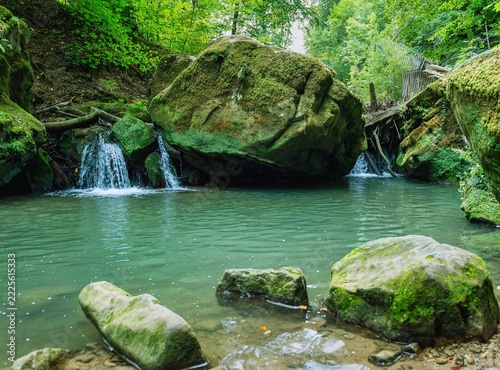 Photograph taken on the banks of the small but wild Enz river in the Mullerthal nature reserve.