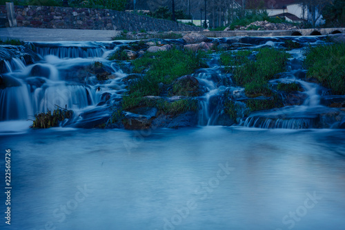 Small waterfall with silk effect water, long exposure photography