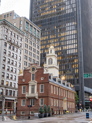 The Old State House, a historic 18th-century landmark and one of the oldest surviving public buildings in Boston, Massachusetts, USA