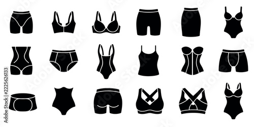 Fotografie Women shapewear and underwear icon set, female body shaper corset slimming linge