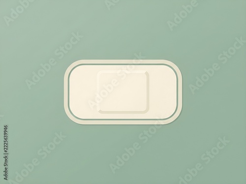 Minimalist rectangular button interface element centered on a solid green background with clean rounded borders and subtle depth layers.