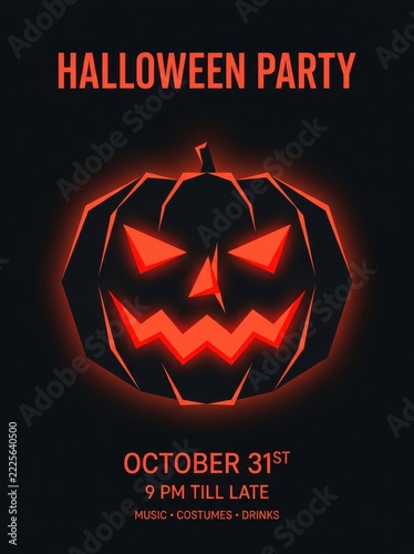 Minimalist Pumpkin Icon Halloween Party Poster