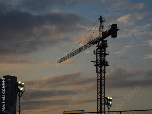 Construction Crane Silhouette at Sunset